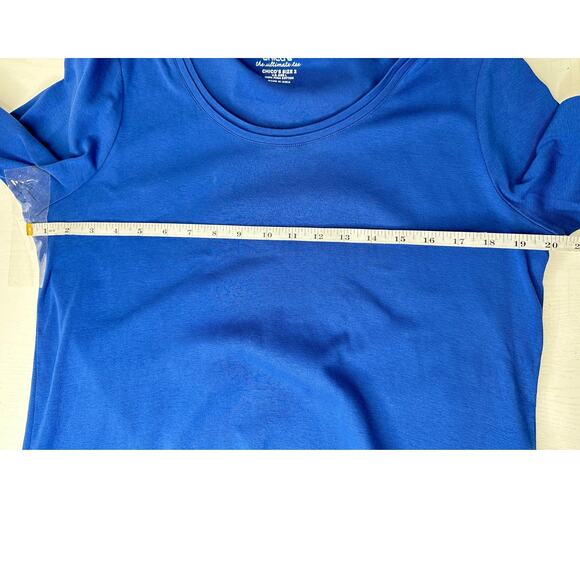 Chico's The Ultimate Tee Pima Cotton Short Sleeve Blue Soft Stretch Casual L - Picture 5 of 8